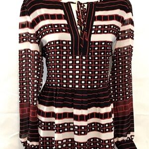 LOFT Black and Red Geometric Dress